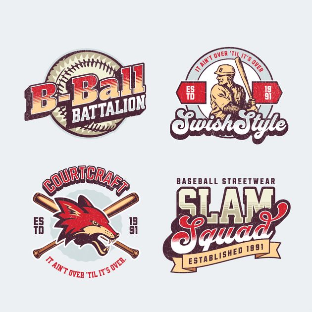 4 Vintage Baseball Logo Collection Logo Design Template — Customize it ...
