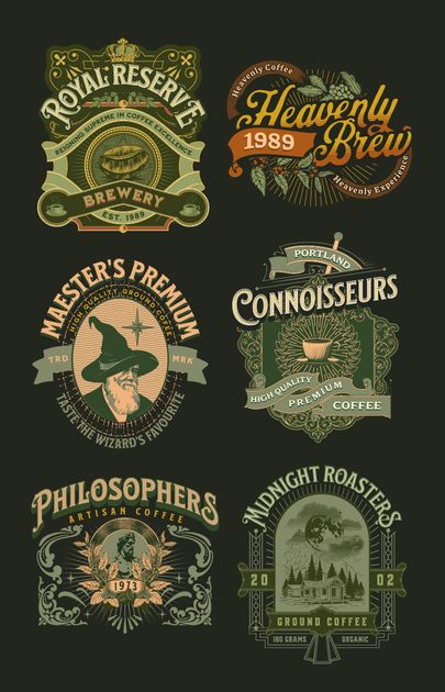 6 Vintage Coffee Graphic Logo Design Template — Customize it in Kittl