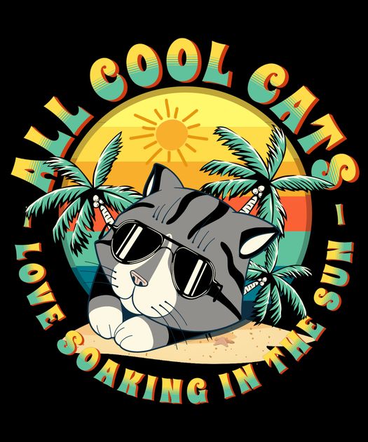 All Cool Cats - Sunset Beach T-Shirt Design Template — Customize it in ...