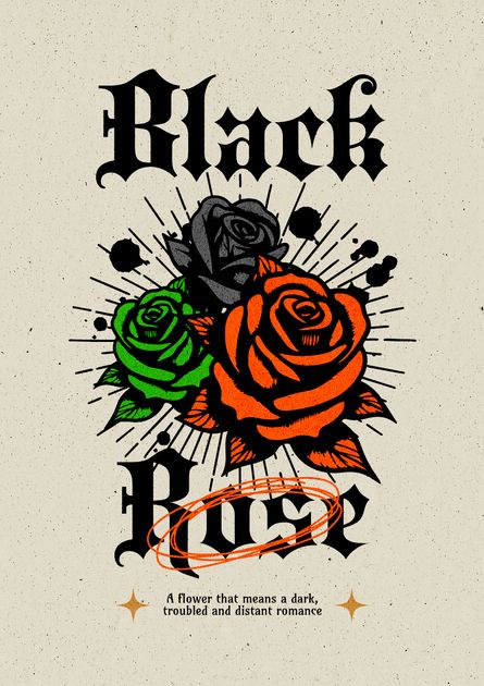 Black Rose T-Shirt Design Template — Customize it in Kittl