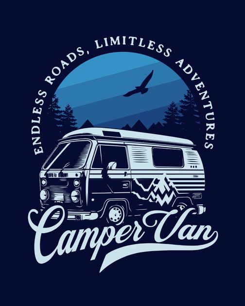 Campervan T-Shirt Design Template — Customize it in Kittl