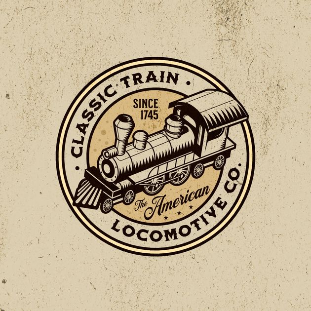 Classic Train Locomotive - Circle Badge Logo Design Template ...