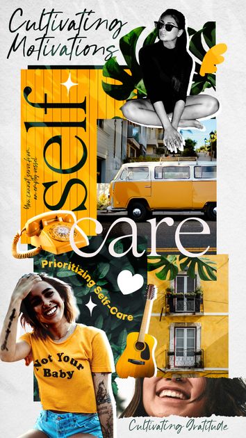 Cultivating Self Care Vision Board Brand Board Design Template ...