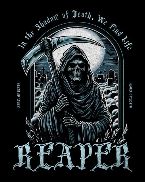 Grim Reaper T-Shirt Design T-Shirt Design Template — Customize it in Kittl