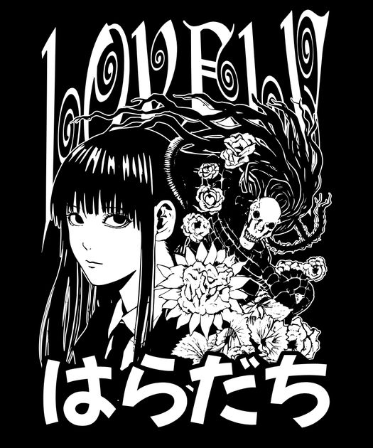 Lovely Anime Waifu Girl Black And White Manga Japan T-Shirt Design ...