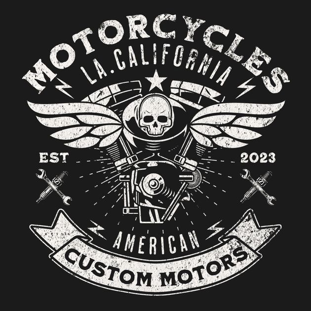 MOTORCYCLES CUSTOM MOTORS T-Shirt Design Template — Customize it in Kittl