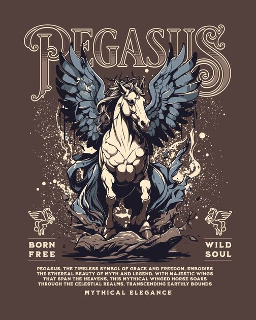Pegasus, Mythical Elegance T-Shirt Design Template — Customize it in Kittl
