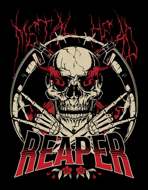 Reaper - Metal Head T-Shirt Design Template — Customize it in Kittl