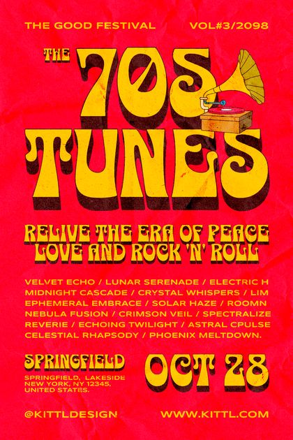 Retro 70s Music Festival Event Poster Design Template — Customize it in ...