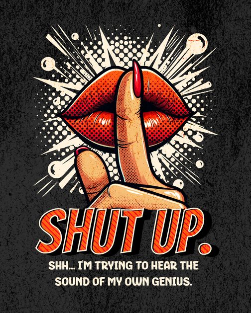 Shut up funny comic woman lips quiet pop art T-Shirt Design Template ...