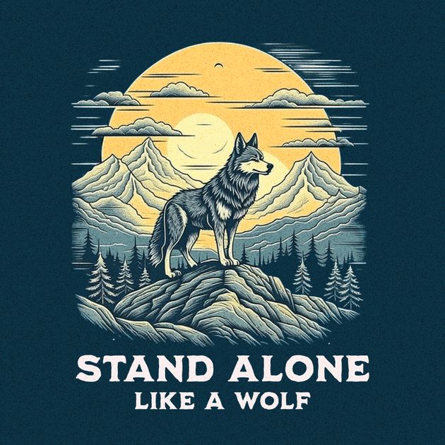 Stand Alone Like A Wolf T-Shirt Design Template — Customize it in Kittl