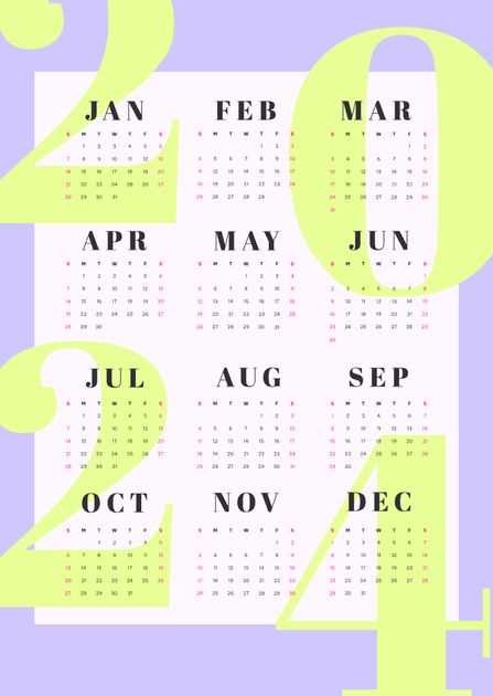 Typographic Year Calendar Poster Design Template — Customize it in Kittl