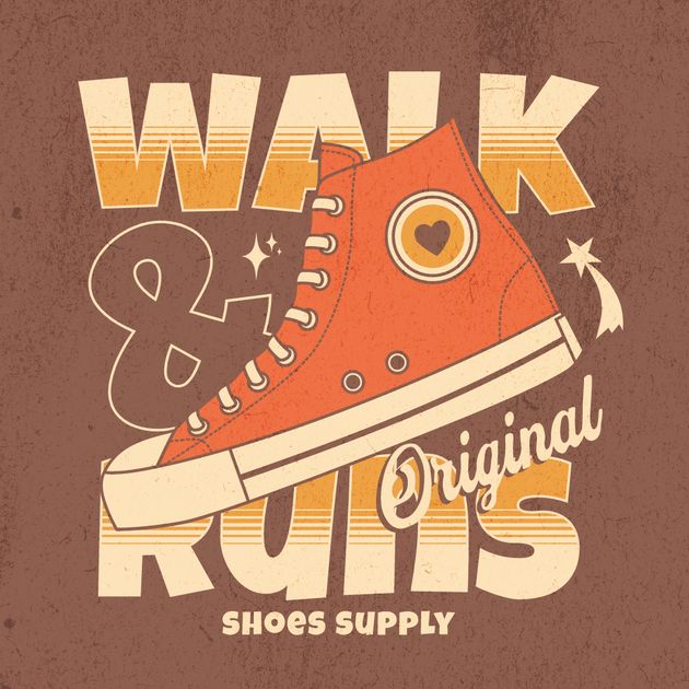 Walk & Run - Retro Shoe T-Shirt Design Template — Customize it in Kittl