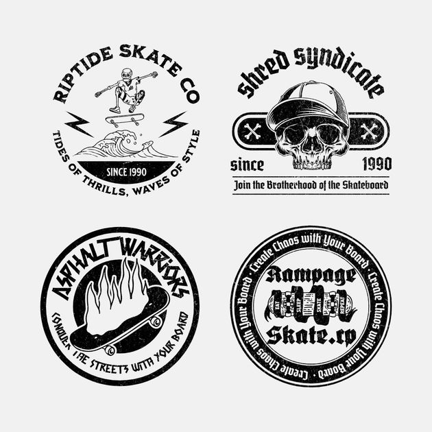 4 Vintage Skate Brand Logo Collection Logo Design Template — Customize ...