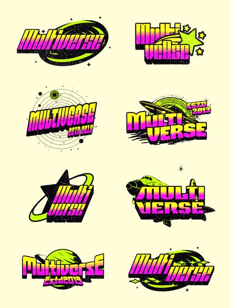 8 Y2K Multiverse Logo Collection Logo Design Template — Customize it in ...