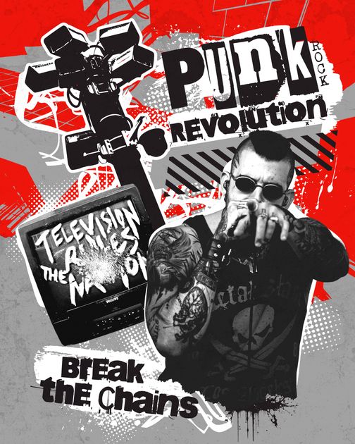 Design Customizable Punk-Rock Collage Shirts - Kittl