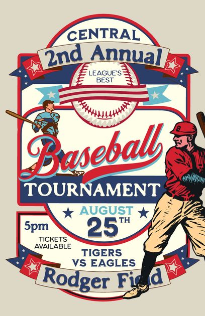 Vintage Baseball Tournament Poster Poster Design Template — Customize it in  Kittl