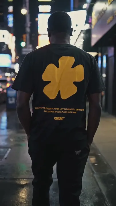 Handheld camera follows directly behind a man walk...