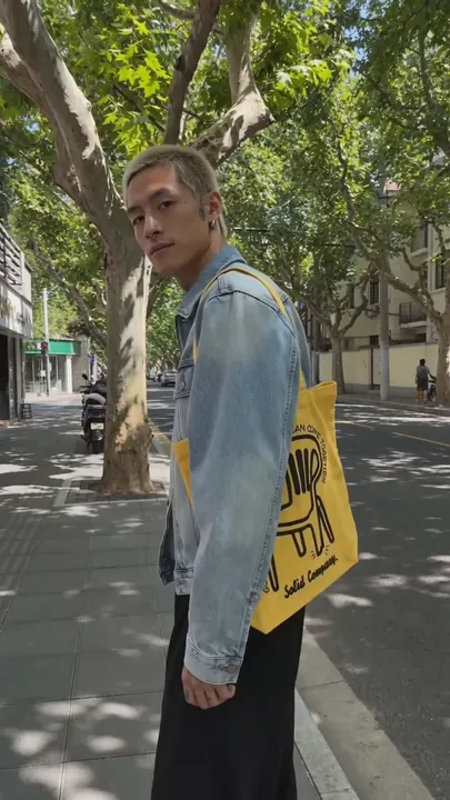 Handheld phone camera holds a full-body angle on a...
